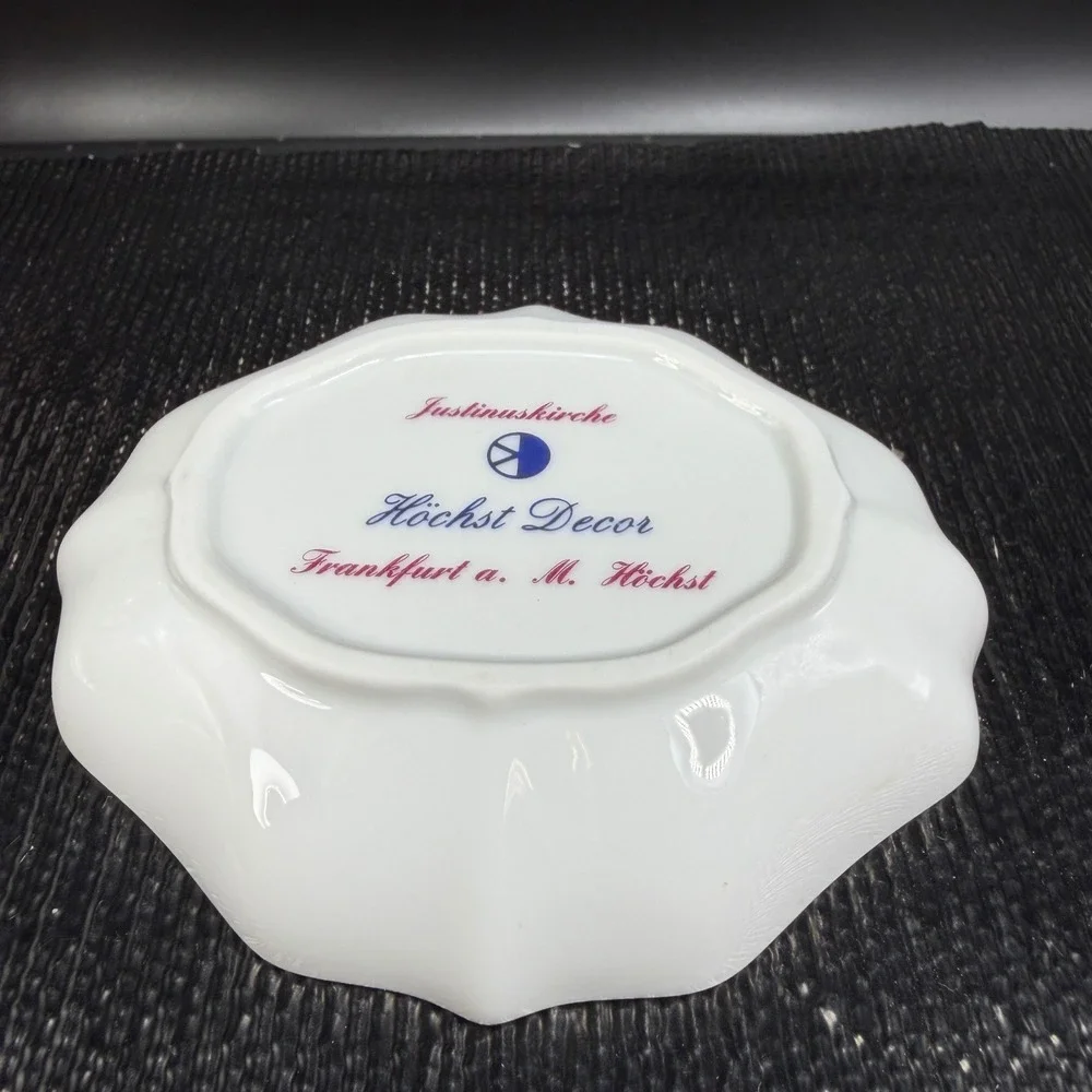 Hochst Decor Justinuskirche Frankfurt Porcelain Trinket Dish Purple Gold‎ Trim